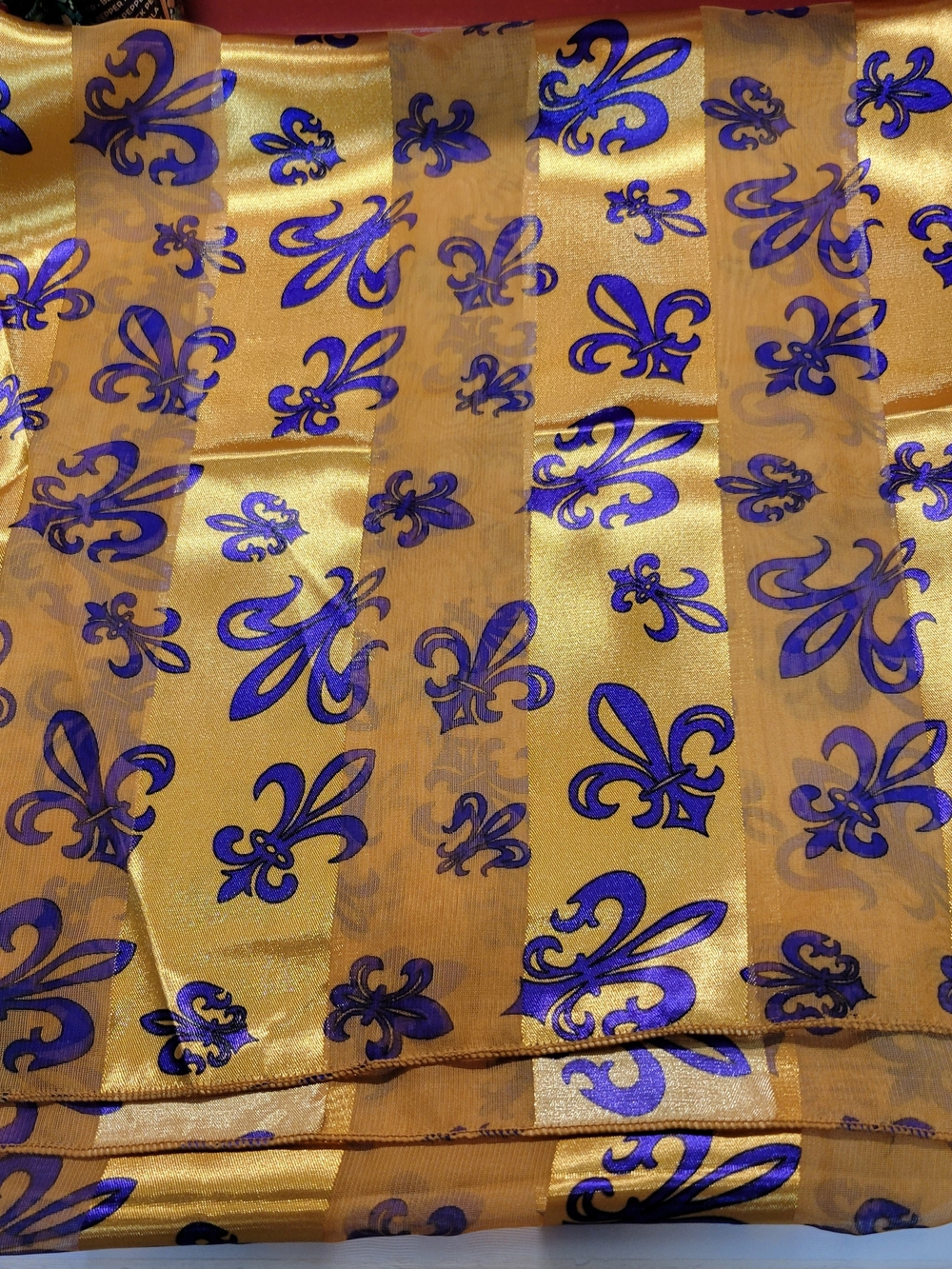 Gold and Purple Fleur-de-Lis Lightweight Scarf - Women Accessories